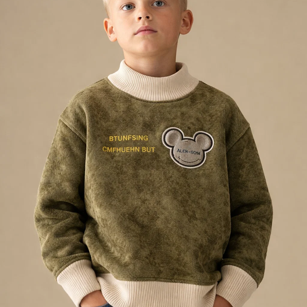 Kids Self Contrast Imported Sweater (A-3895)