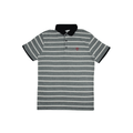 MENS ORGANIC STRIPED COLAR TSHIRT - LEMON DENIM