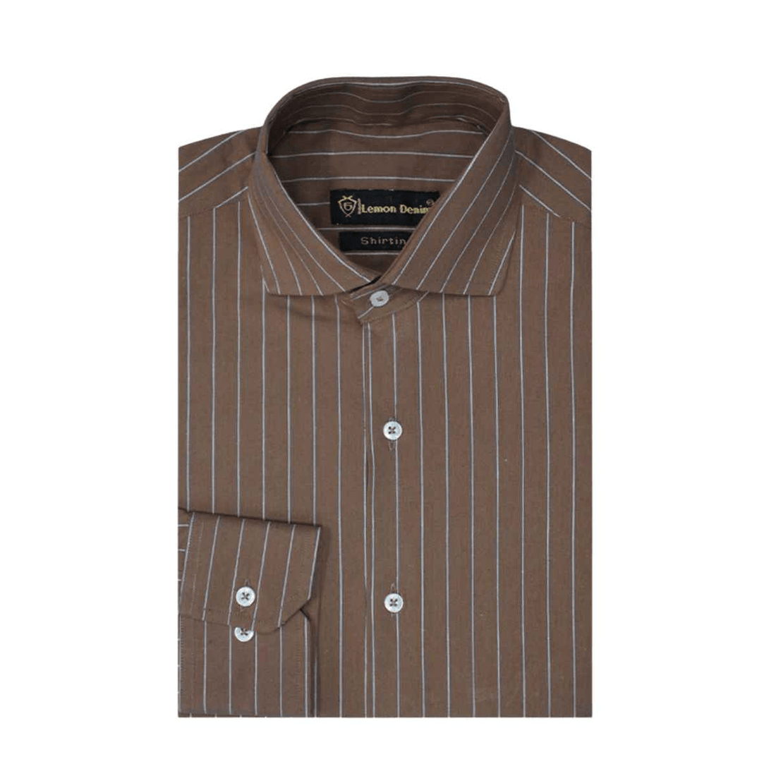 Brown Stripes Formal Shirt - LEMON DENIM