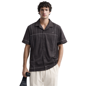 Grey Self Texture Cuban Collar Shirt (A-3404)
