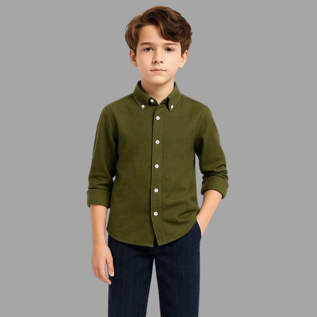 Boys Cotton Shirt - Self Cotton Shirt LT14-A-1812