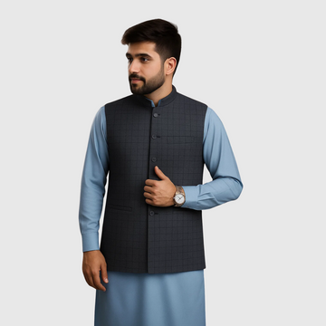 DARK GREY SELF WAISCOAT (A-2368)