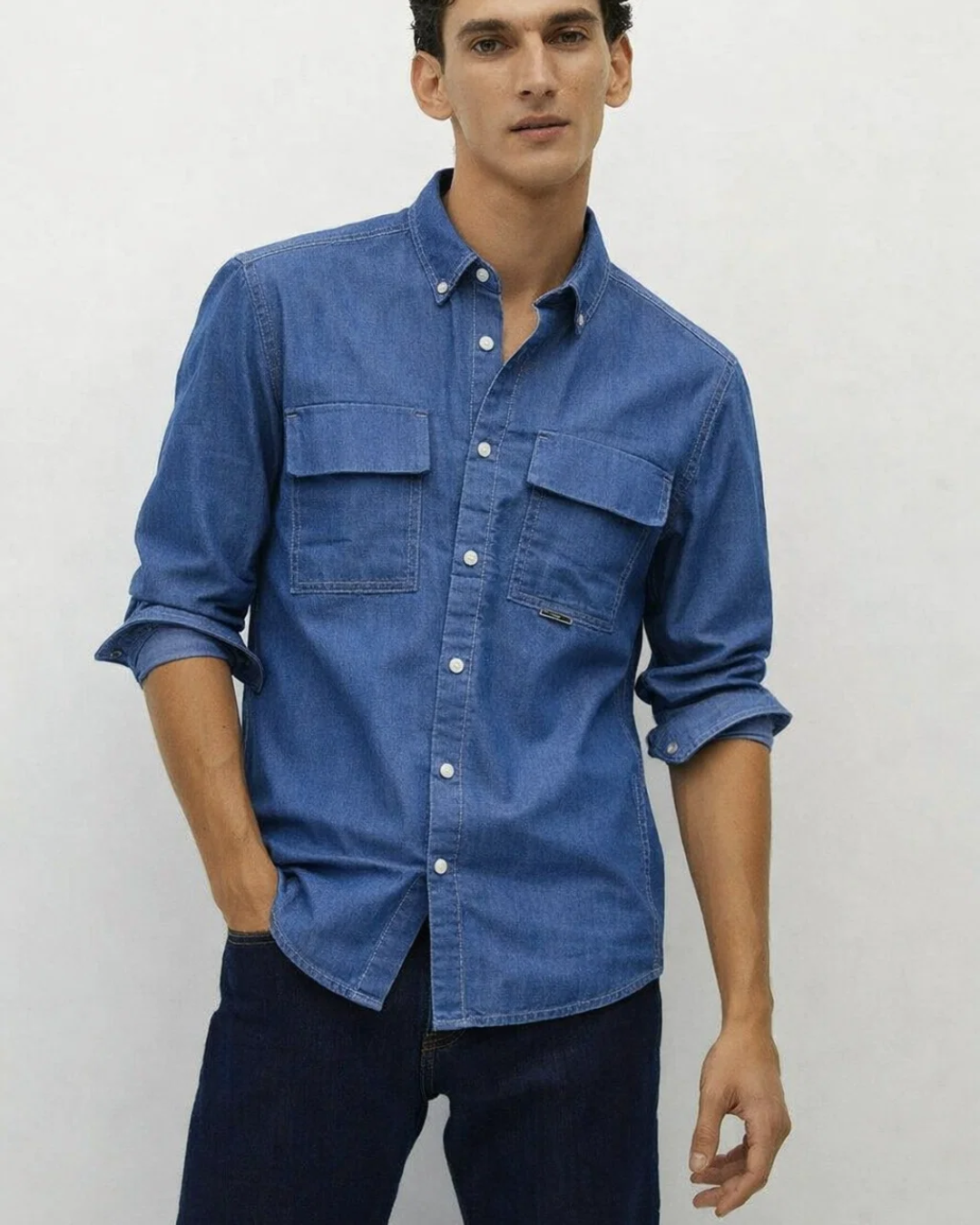 Denim Double Flap Pocket Shirt (A-3903)