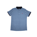 MENS ORGANIC STRIPED COLAR TSHIRT - LEMON DENIM
