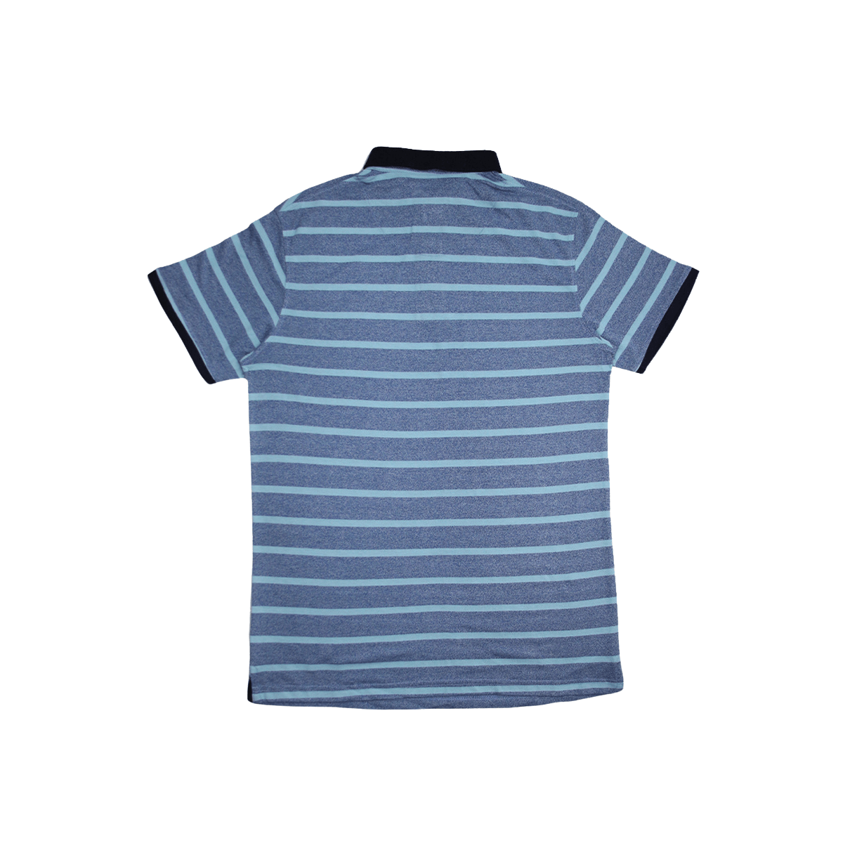 MENS ORGANIC STRIPED COLAR TSHIRT - LEMON DENIM