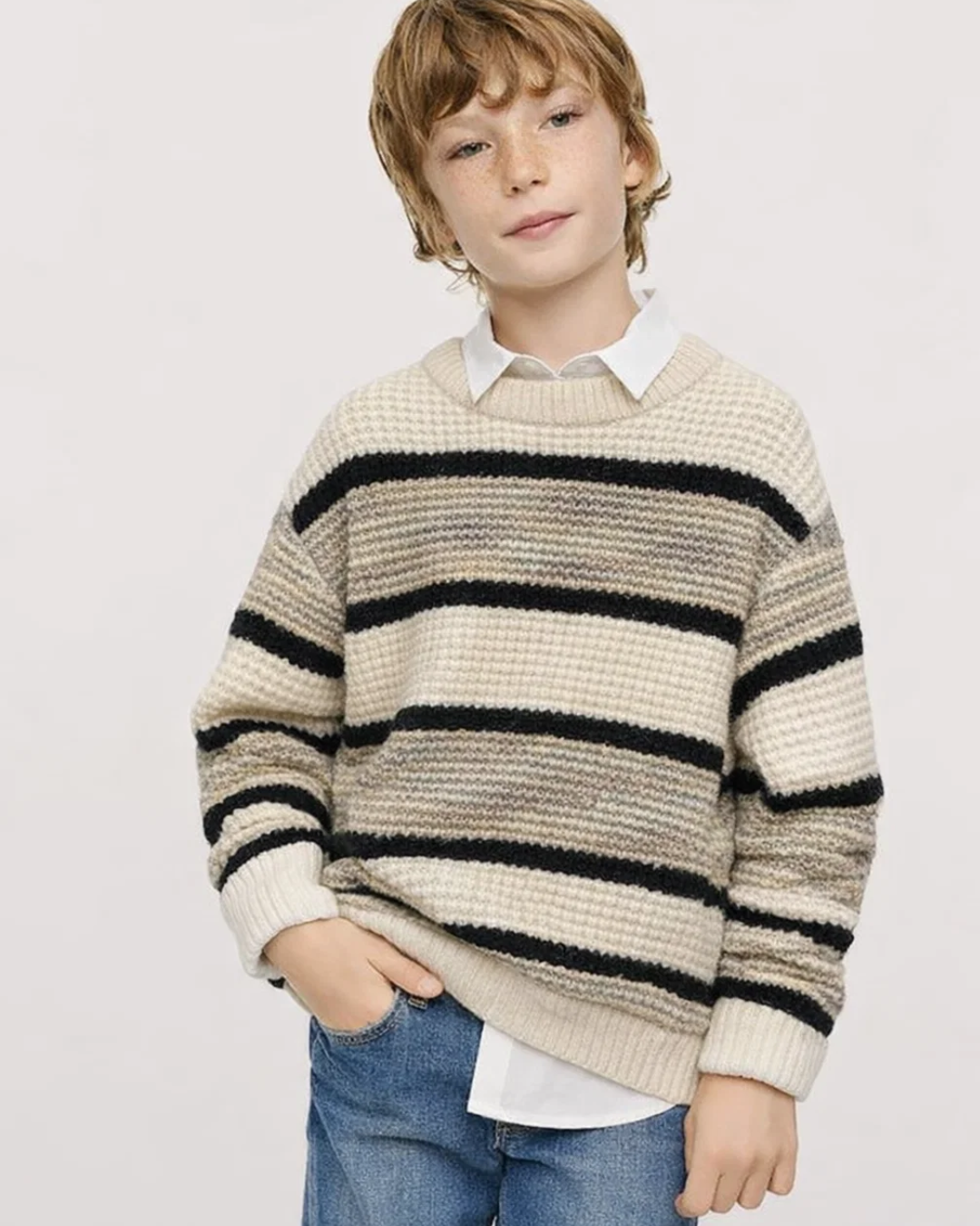 Kid Cable Knit Self Sweater (A-3896)
