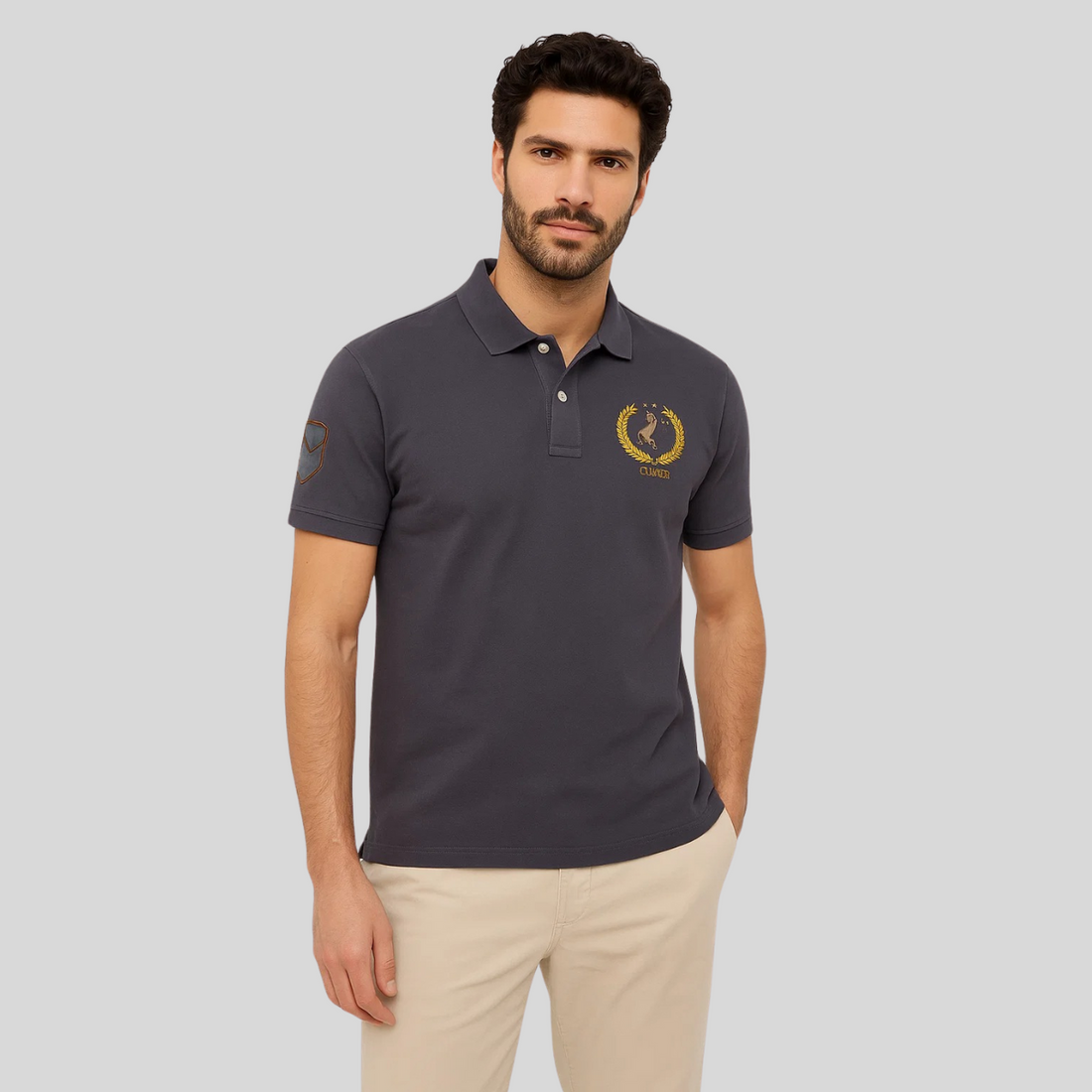 Mens Embroidered Contrast Polo (A-3460)