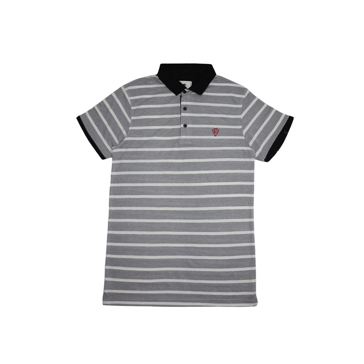 MENS ORGANIC STRIPED COLAR TSHIRT - LEMON DENIM