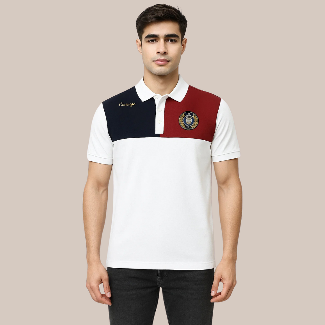 Mens Embroidered Contrast Polo (A-3459)
