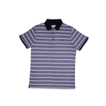 MENS ORGANIC STRIPED COLAR TSHIRT - LEMON DENIM