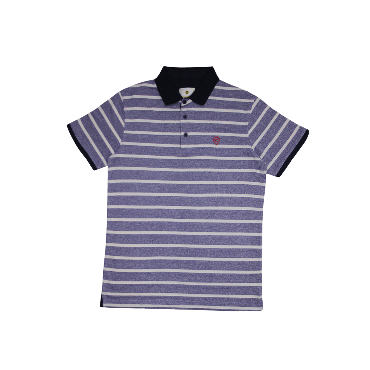 MENS ORGANIC STRIPED COLAR TSHIRT - LEMON DENIM