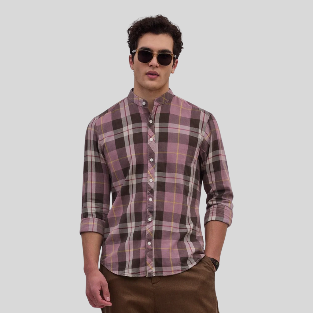 Mens Down Collar Casual Shirt (A-3841)