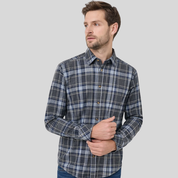 Mens Casual Flannel Fabric Checkered Shirt (A-3842)