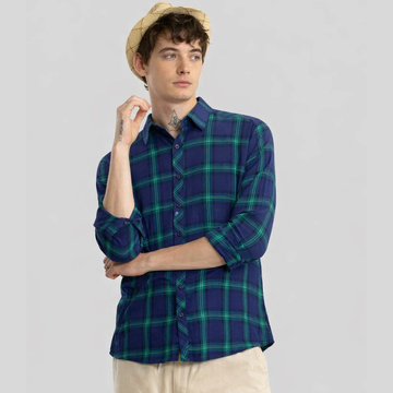 Blue & Green Checkered Casual Shirt (A-3943)