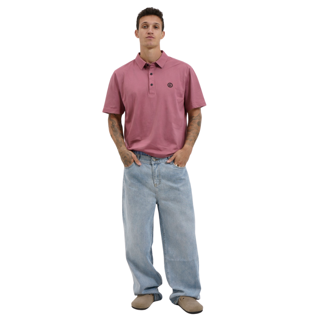 Light Pink Mens Wrinkles Free Polo (A-3266)