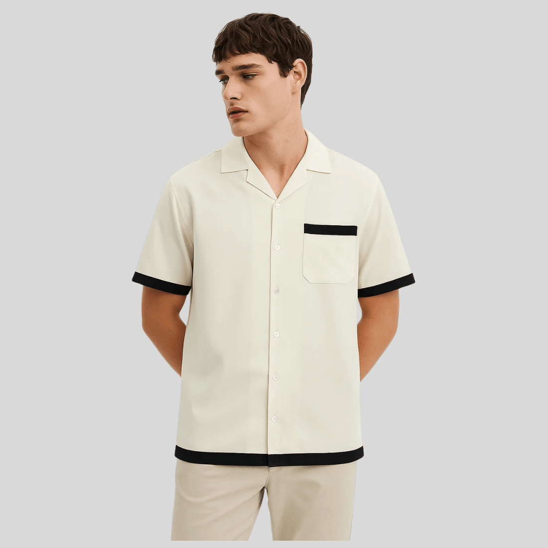 Mens Contrast Pocket Casual Shirt (LT_43_A_3454) - LEMON DENIM