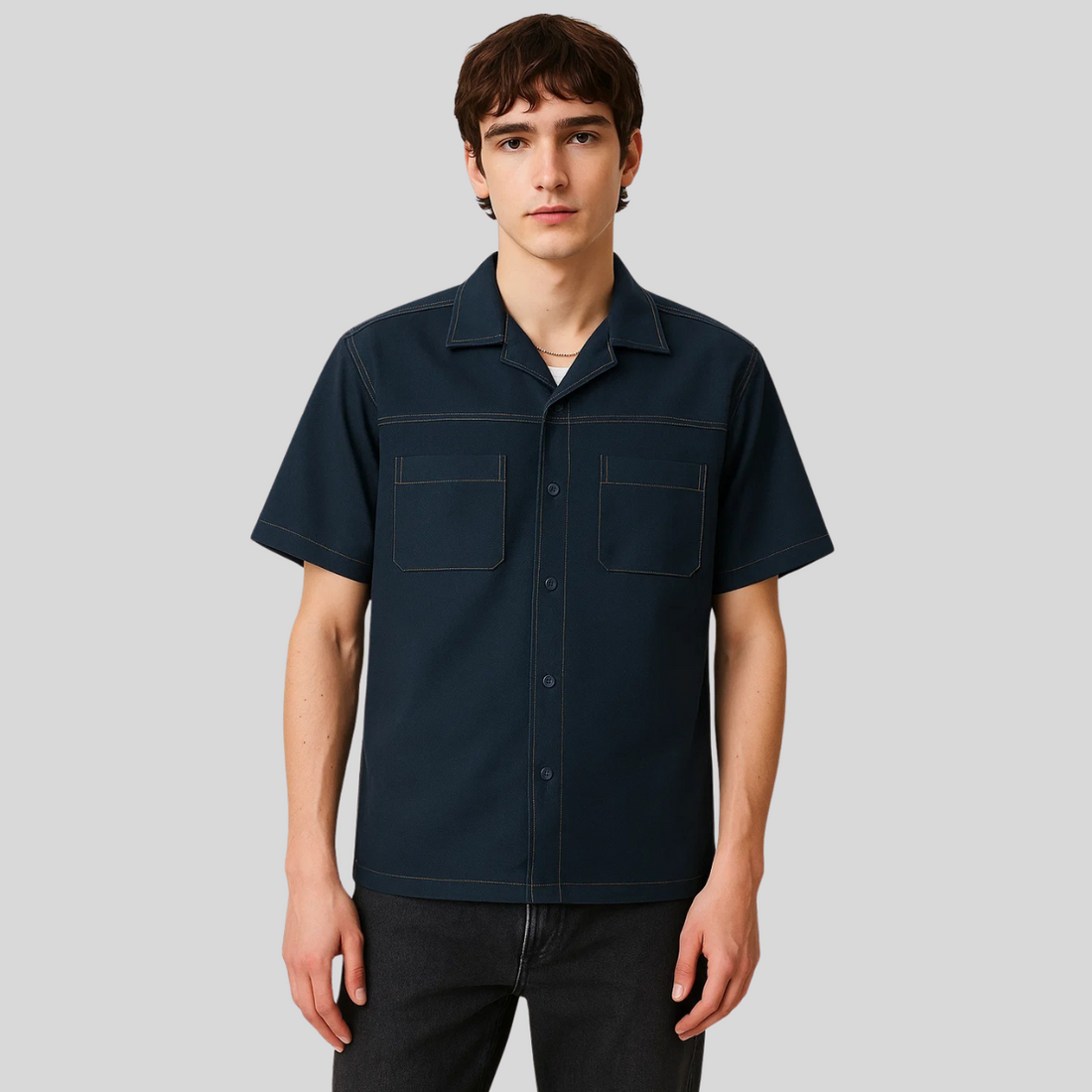 Cuban Collar Jacquard Shirt (LT-144-A-3455)
