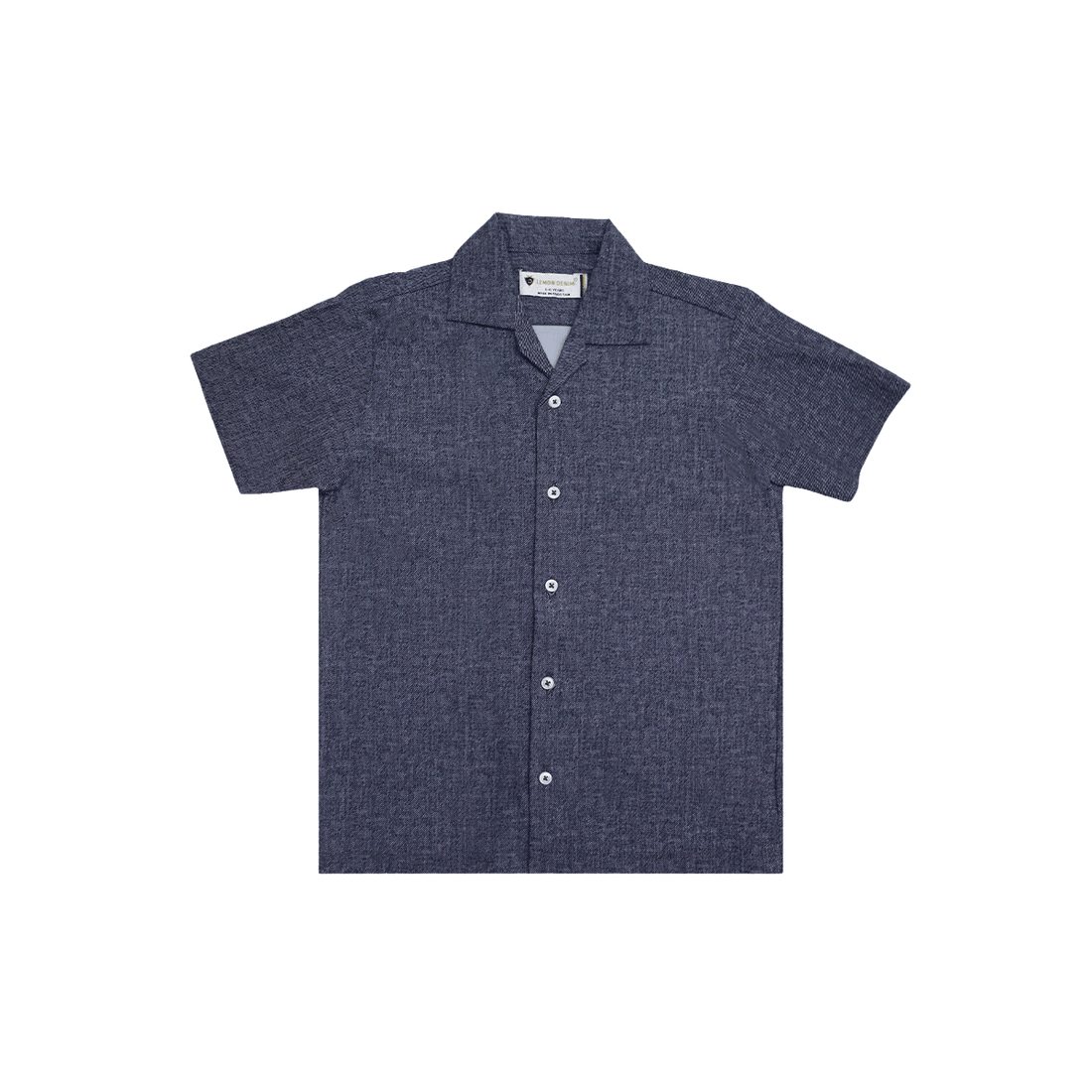 Boys Self Cuban Collar Dry-Fit Shirt A-1935 - LEMON DENIM