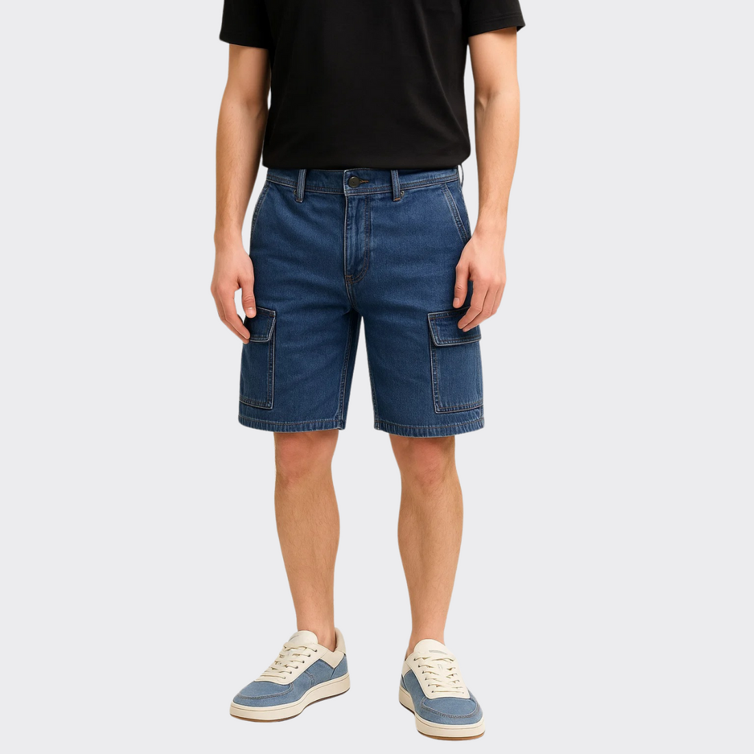 Denim Six Pocket Cargo Short (A-2942)