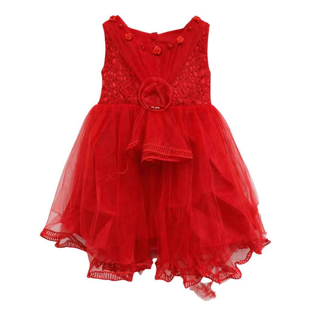Red Girls Floral Frock (A-3178)