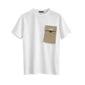 Mens Down shoulder White Contrast T-shirt (A-3619)