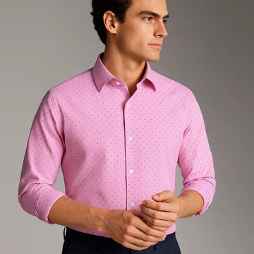 Lite Pink Dotted & Self Texture Formal Shirt (A-602)