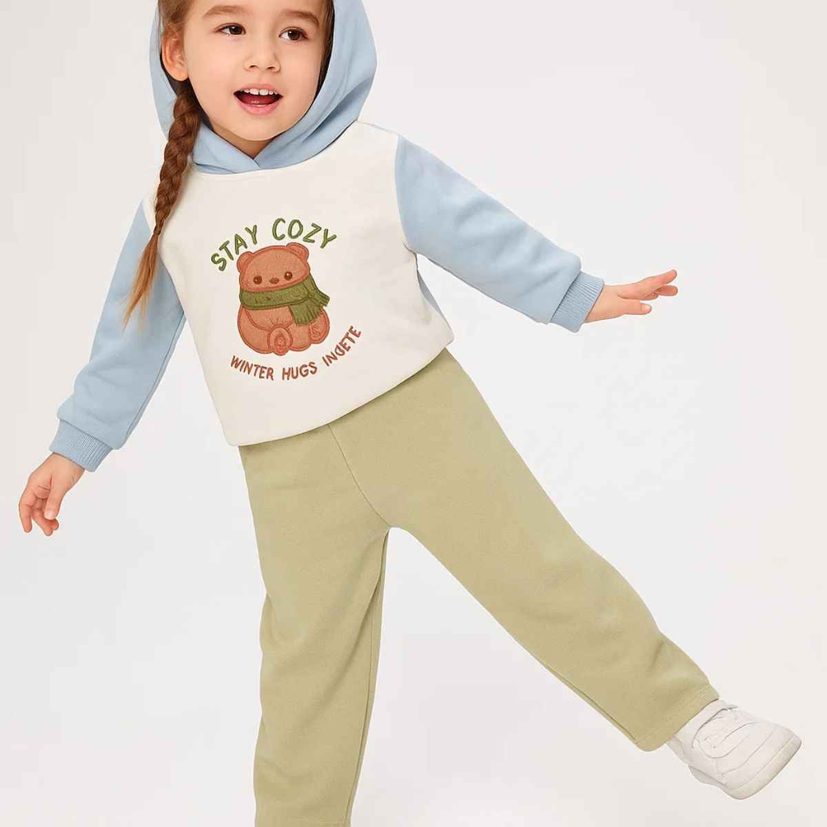 Teddy Bear Embossed Sweat Shirt Hoodies (A-3857)