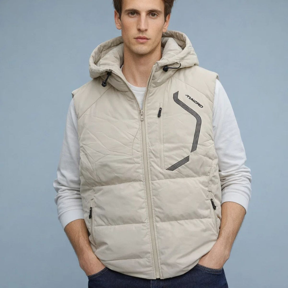 Light Orange Sleeveless Parachute Jacket (A-3870)