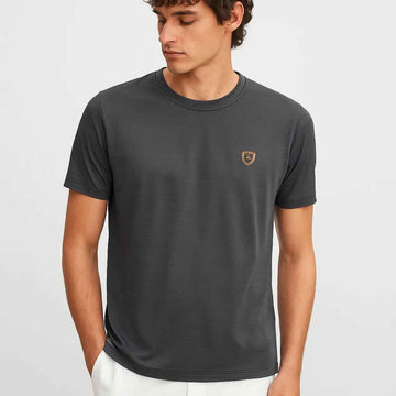 Grey Self-Lining Dry fit Round Neck T-Shirt (A-3281)