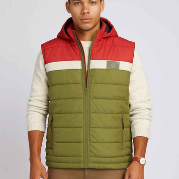 Sleeveless 3 Color Combo Puffer Jacket (A-2100)