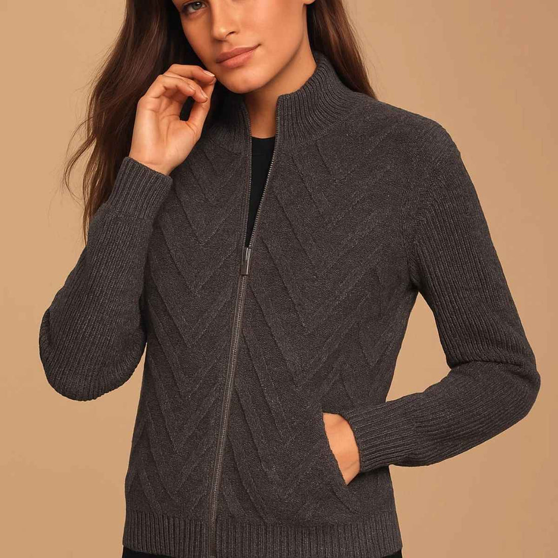 Women's Full Zip Style Imported Sweater Jacket (A-2690)