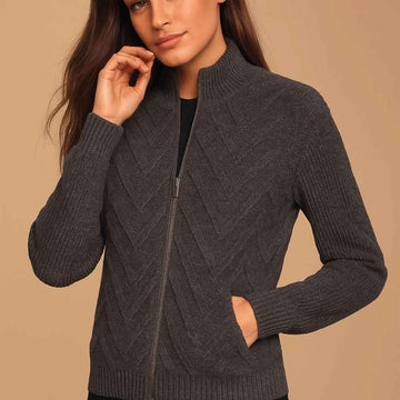 Women's Full Zip Style Imported Sweater Jacket (A-2690)