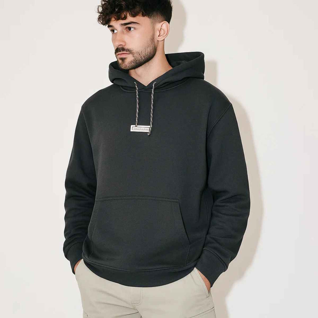 Mens Black Color Fleece Hoodies (A-2733)