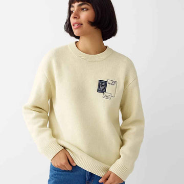 Women's Oversize Round Neck Fone Color Sweat shirt (A-2548)
