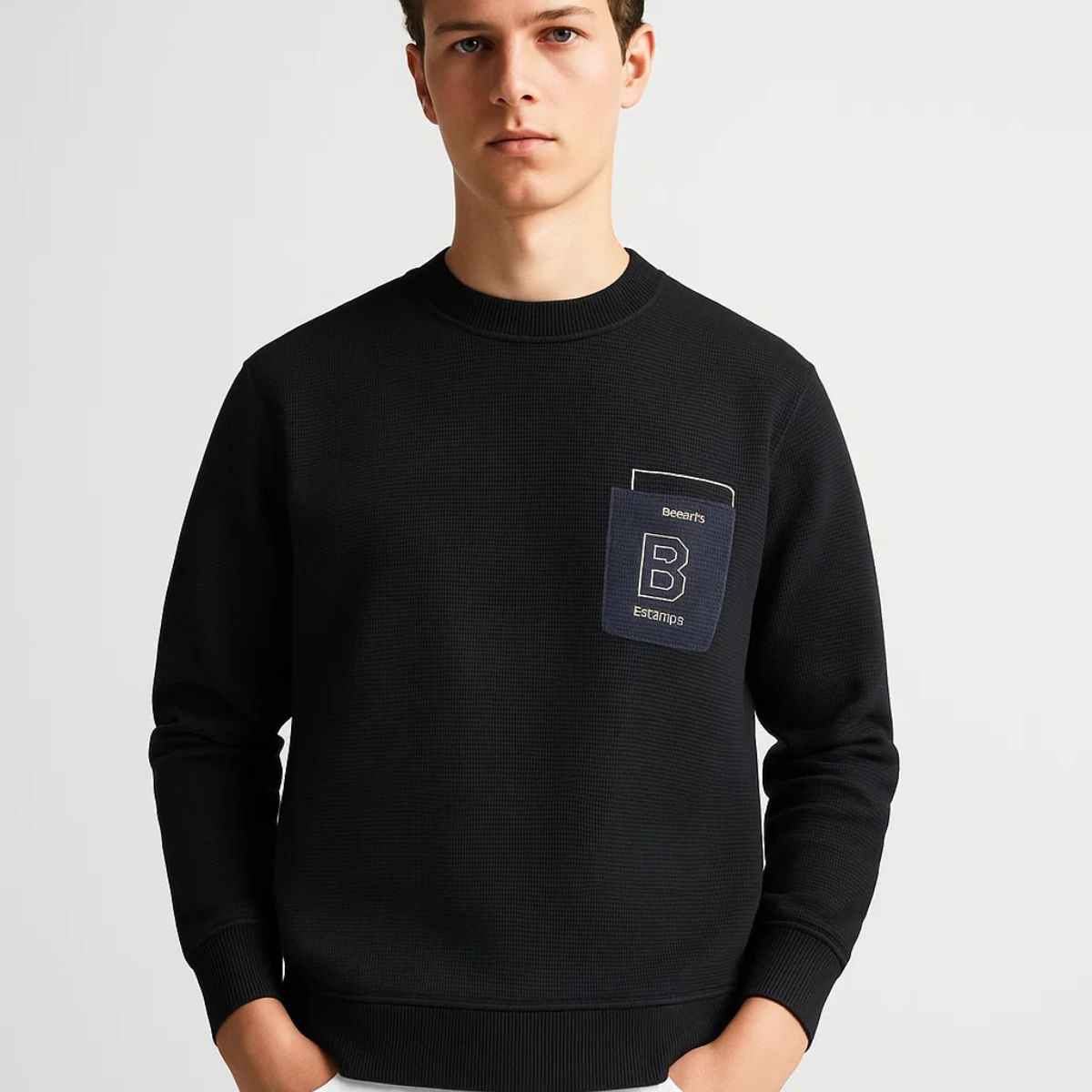 Mens Thermal Lining Black Sweat Shirt (A2588)