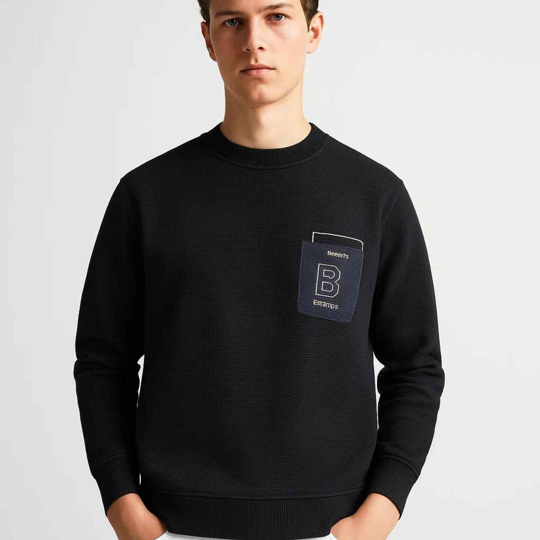 Mens Thermal Lining Black Sweat Shirt (A2588)