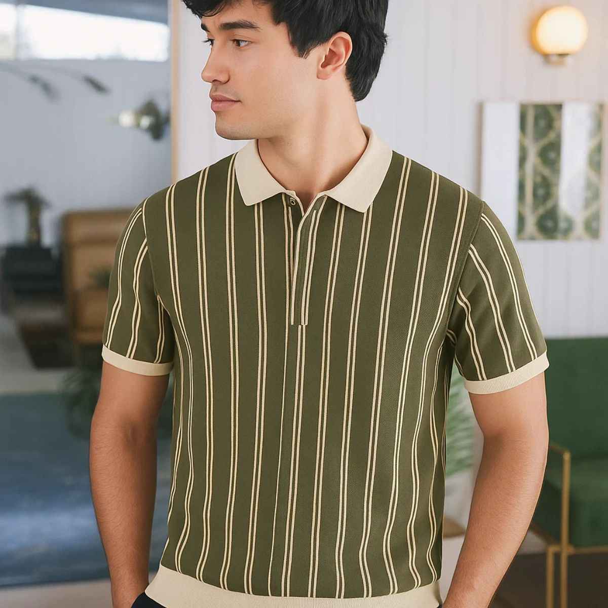Mens Contrast Color Old Money Polos (A-3675)