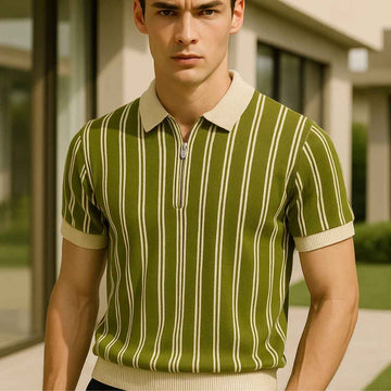 Mens Contrast Color Old Money Style Polo (A-3675)