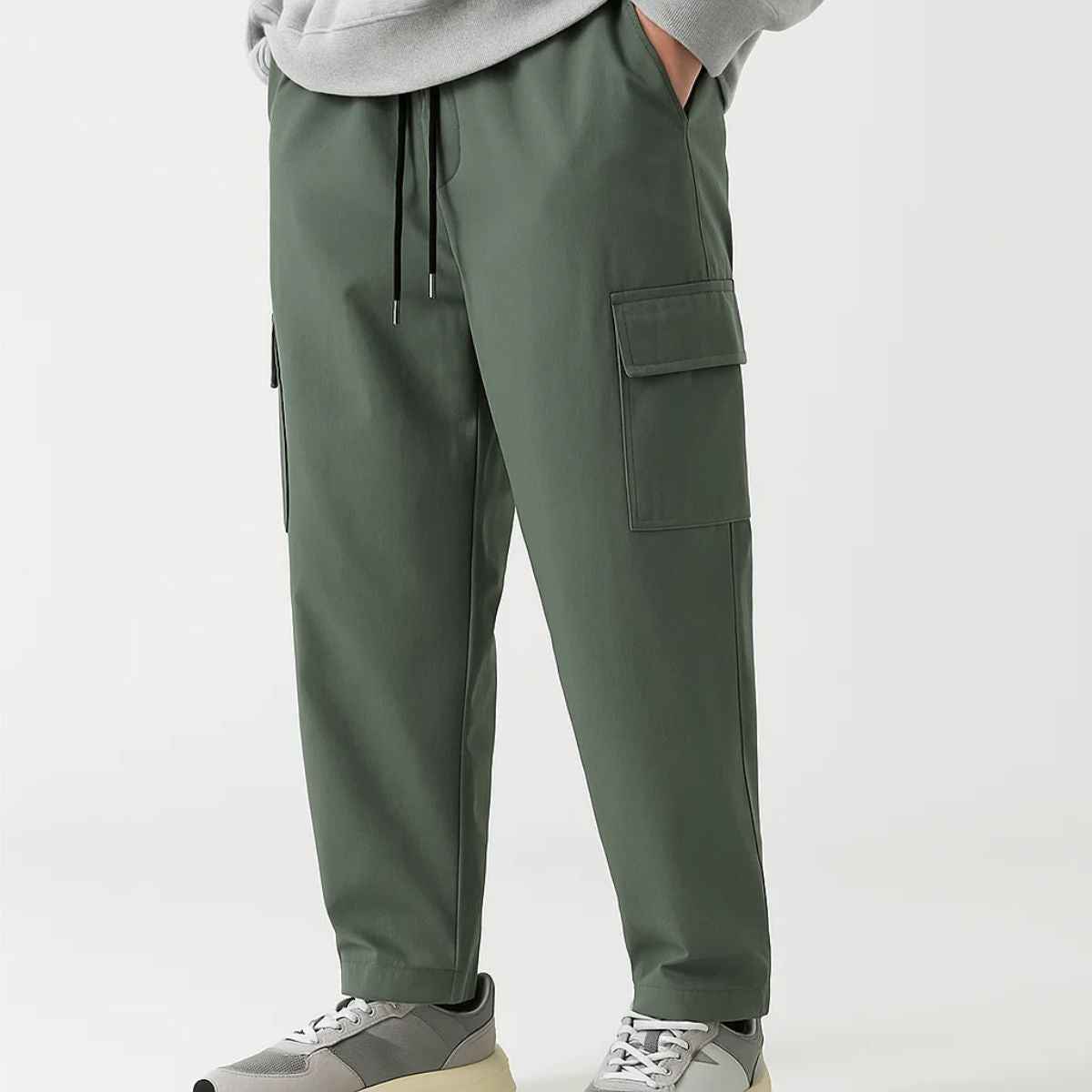 Olive Cargo Style Baggy Trouser (A-3624)