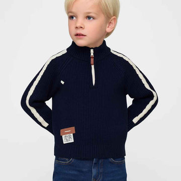 Navy Blue Boys Round Neck Sweater (A-3688)