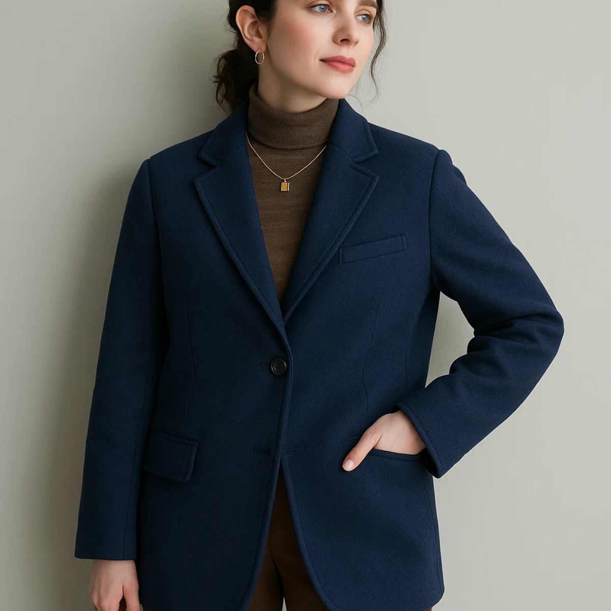 Classic Woolen Womens Over Coat (A-1176)