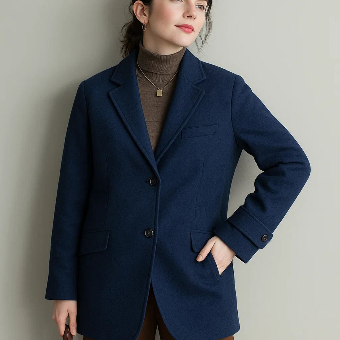 Classic Woolen Womens Over Coat (A-1176)