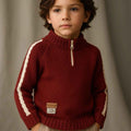 Blood Red Half Zipper Sweater For Boys & Girls (A-3688)