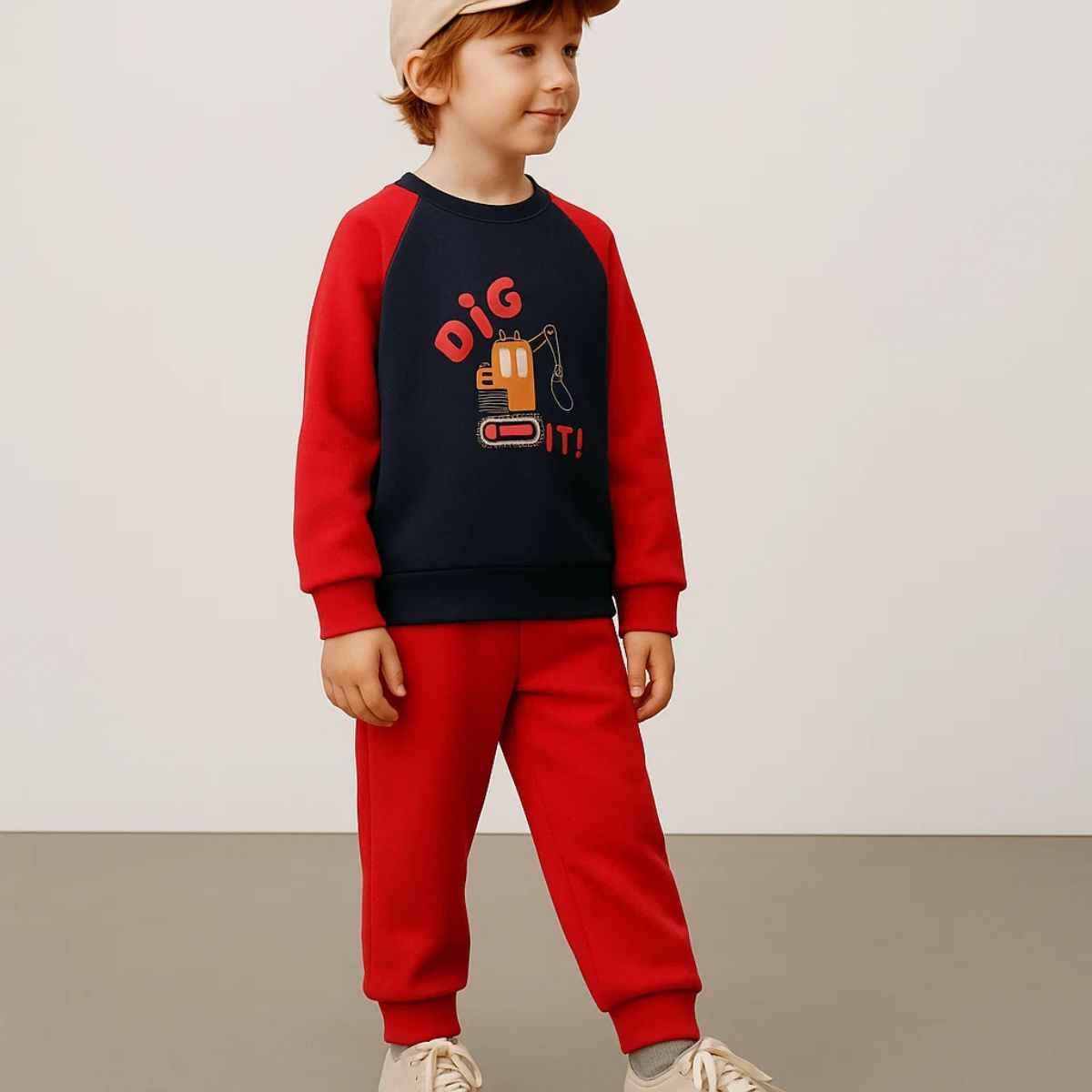 Boys Full Suit in Red & Navy Blue Combination (A-3690)