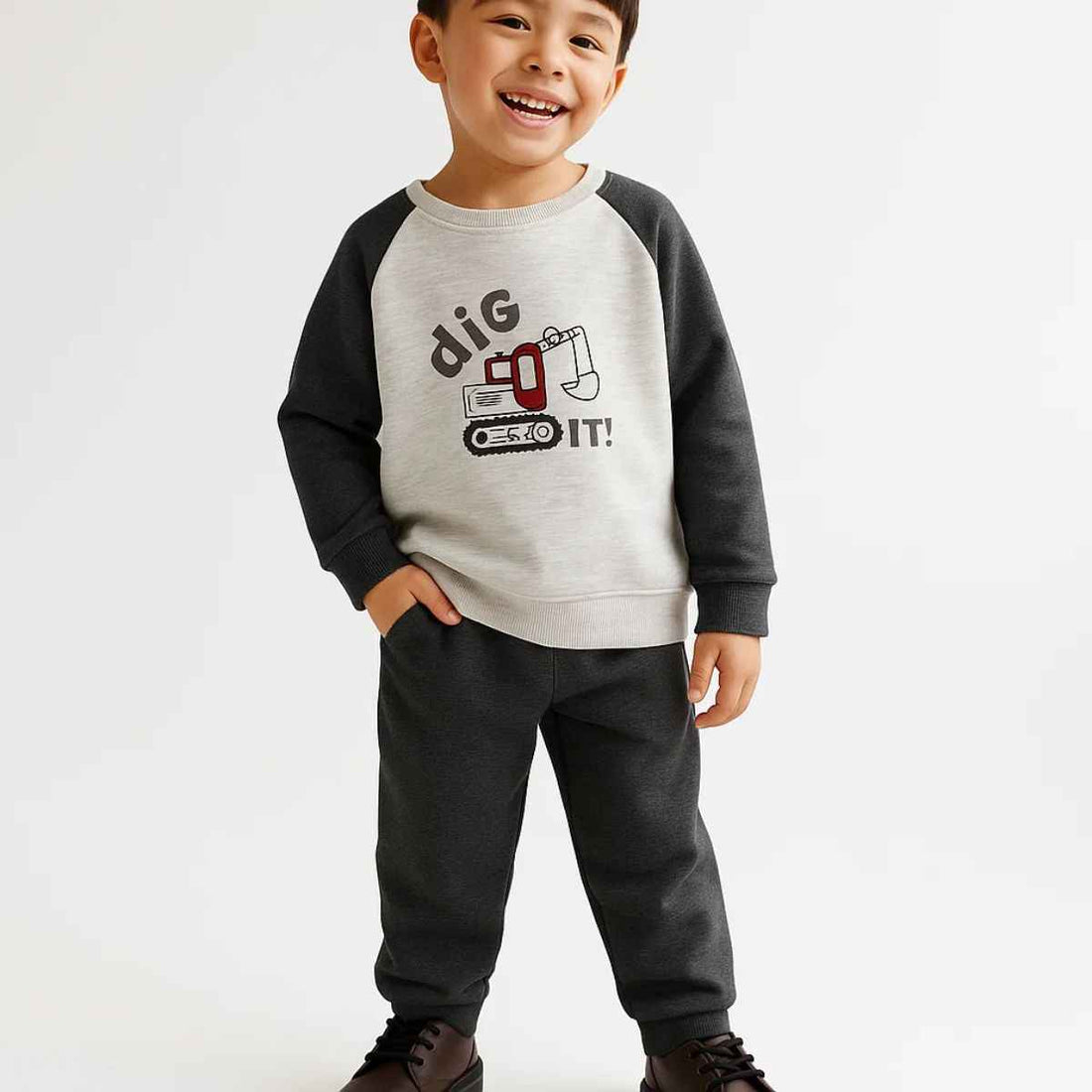 Boys Grey & White Track Suit (A-3690)