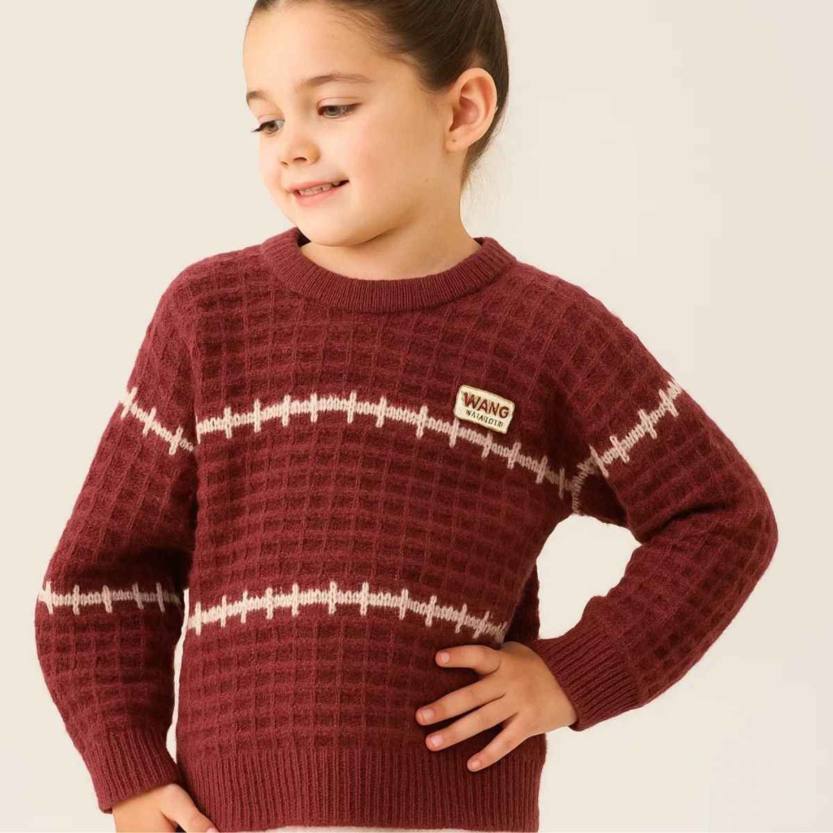Waffle Texture Knitted Boy & Girls Sweater (A-3696)