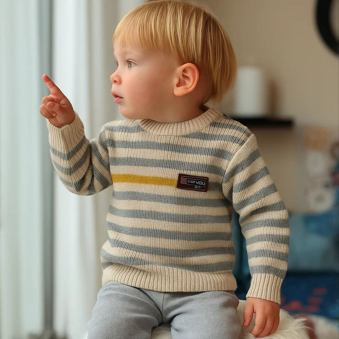 Light Grey Knitted Boys & Girls Sweater (A-3701)