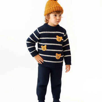 Navy Blue Color Boys & Girls Knitted Track Suit (A-3711)