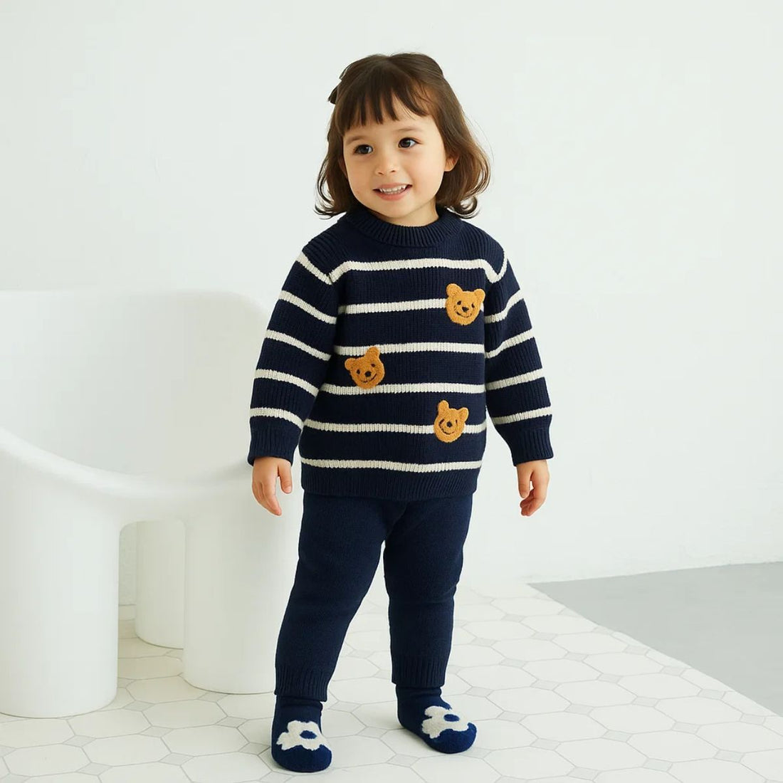 Navy Blue Color Boys & Girls Knitted Track Suit (A-3711)