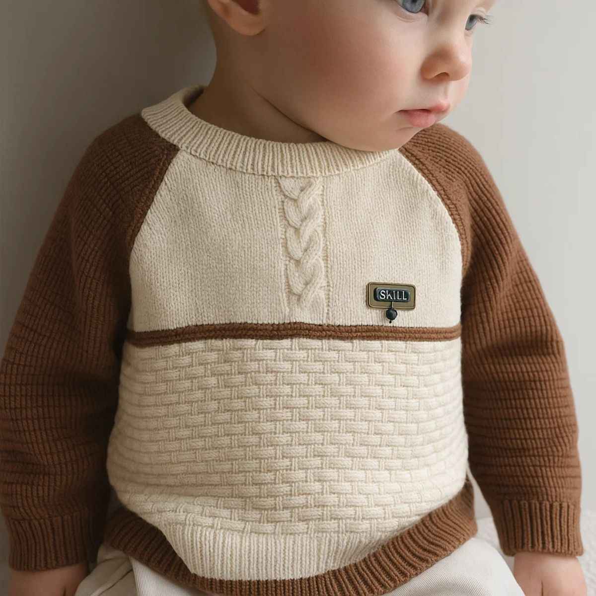 Round Neck Brown Boys & Girls Round Neck Sweater (A-3693)